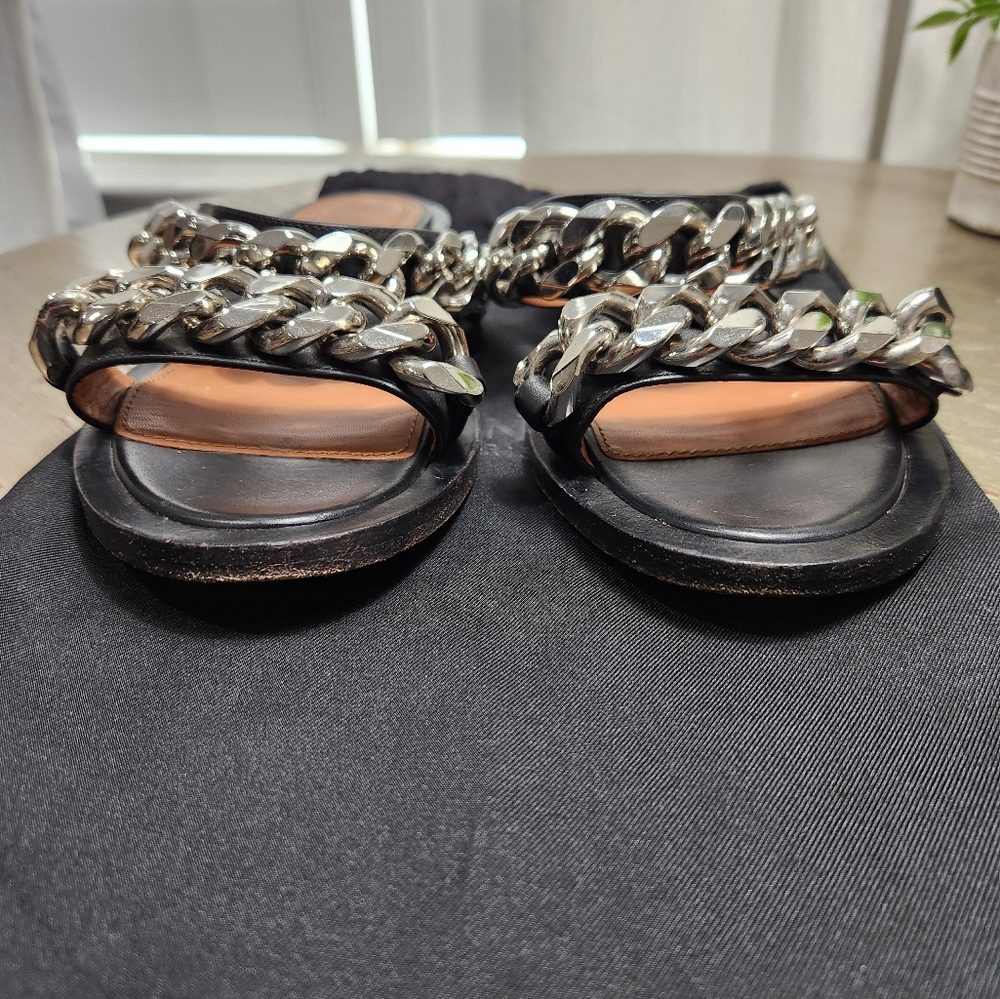 Givenchy Black and Silver Chain Sandals - Picture 2 of 11